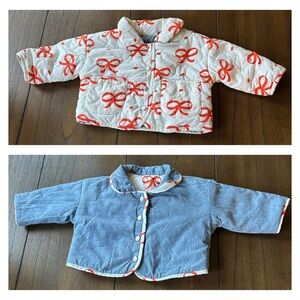 Maison Me Baby Chandra Reversible Quilted Jacket - Bows & Chambray